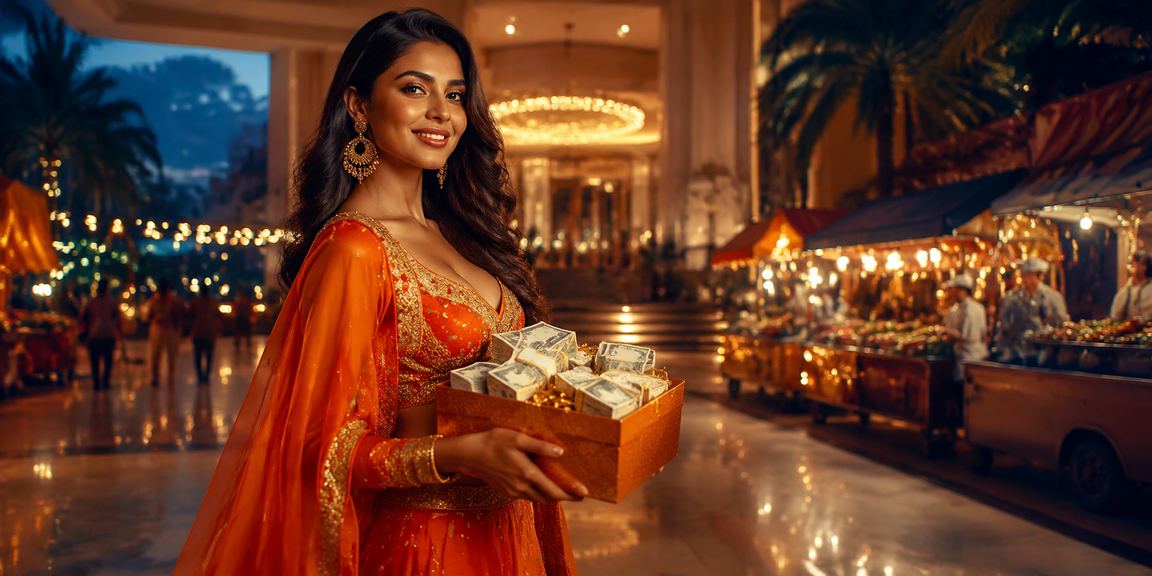 Blue and gold themed Indian casino entertainment night