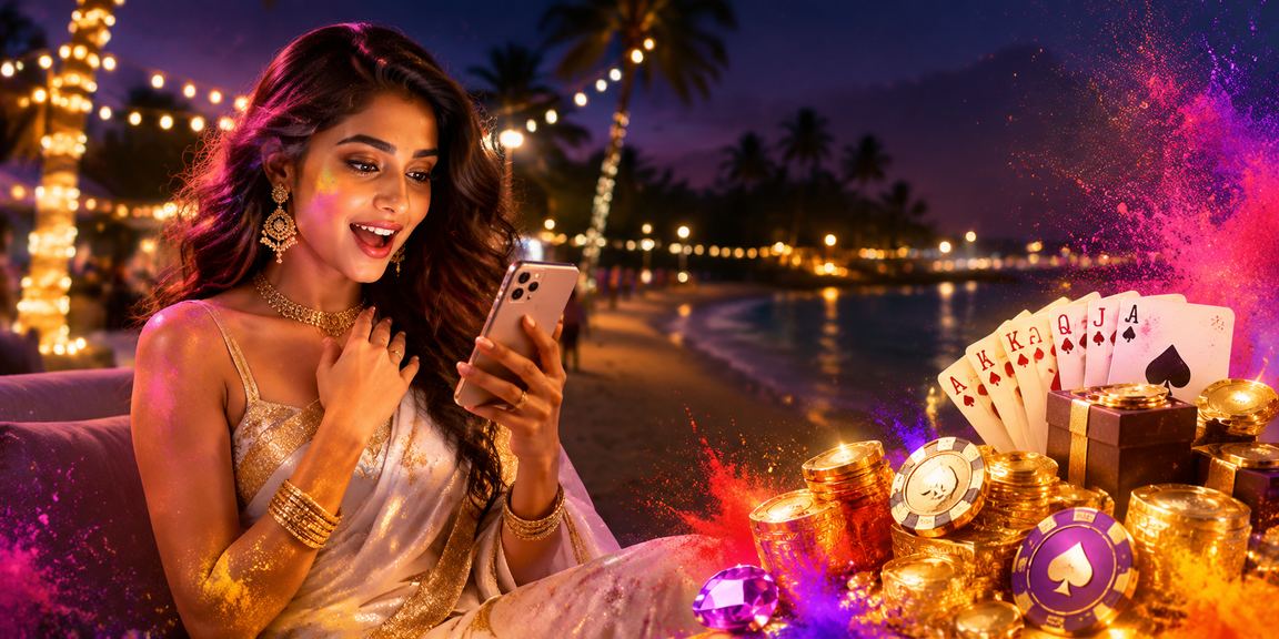 Indian woman playing Teen Patti at casino table
